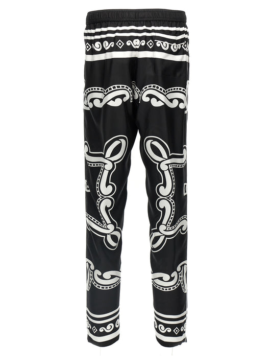 Bicolor Silk Casual Pants
