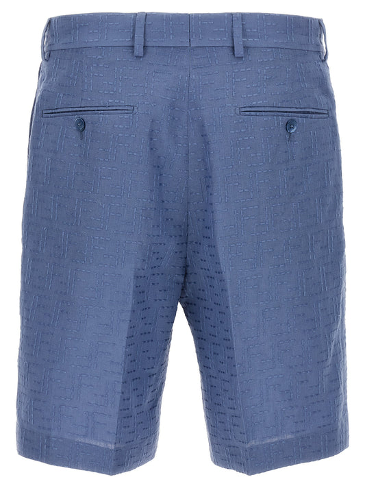 Blue Linen Bermuda Shorts