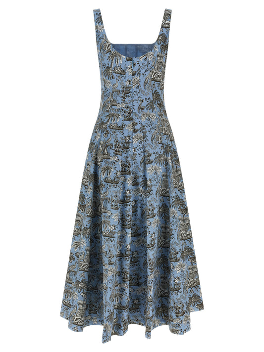 Blue Cotton Midi Dress