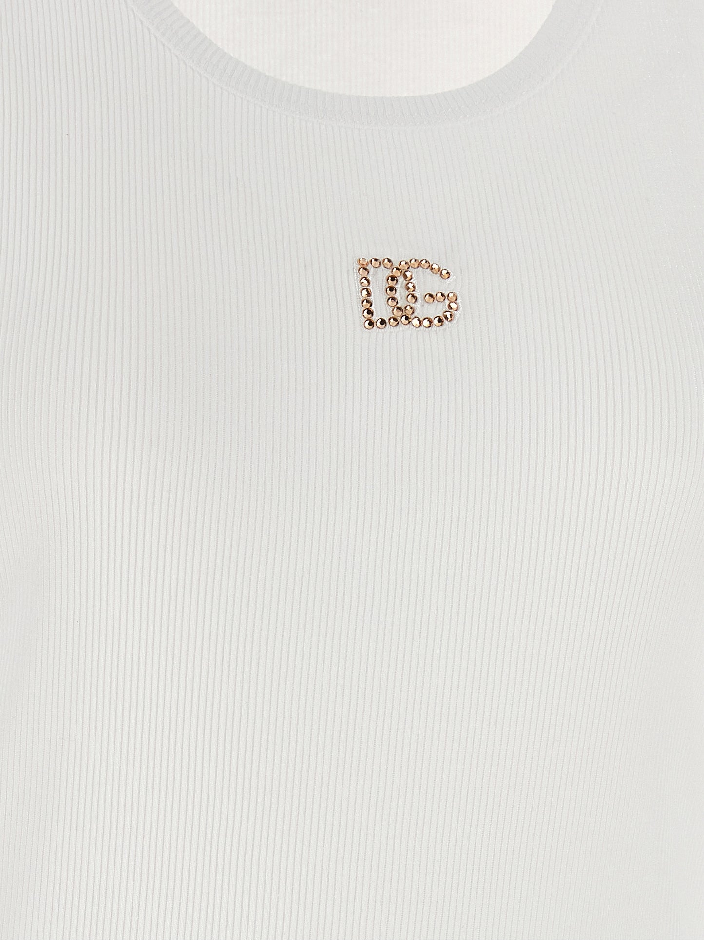 White Cotton Sleeveles T-Shirt