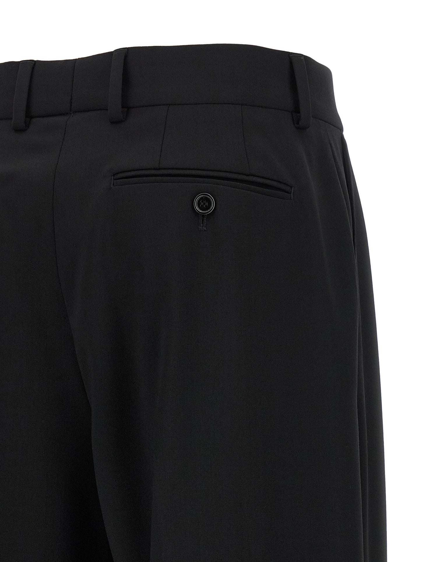 Black Virgin Wool Casual Pants