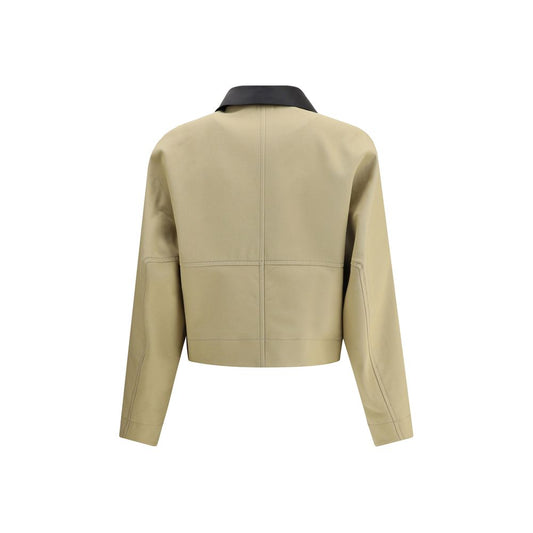 Beige Cotton Leather Jacket