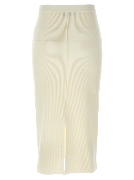White Wool Midi Skirt