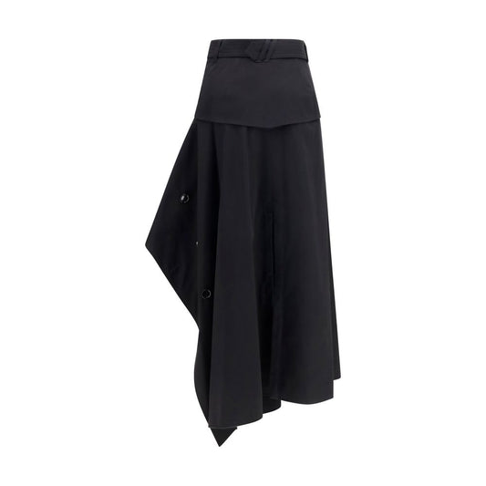 Black Cotton Long Skirt