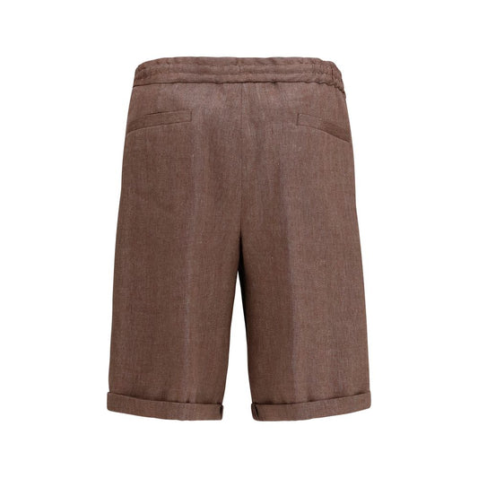 Brown Linen Bermuda Shorts