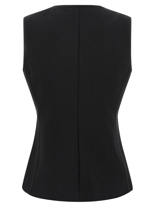 Black Viscose Sleeveless Jacket
