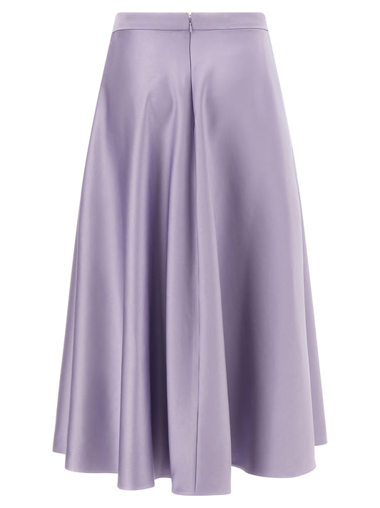 Purple Polyester Midi Skirt