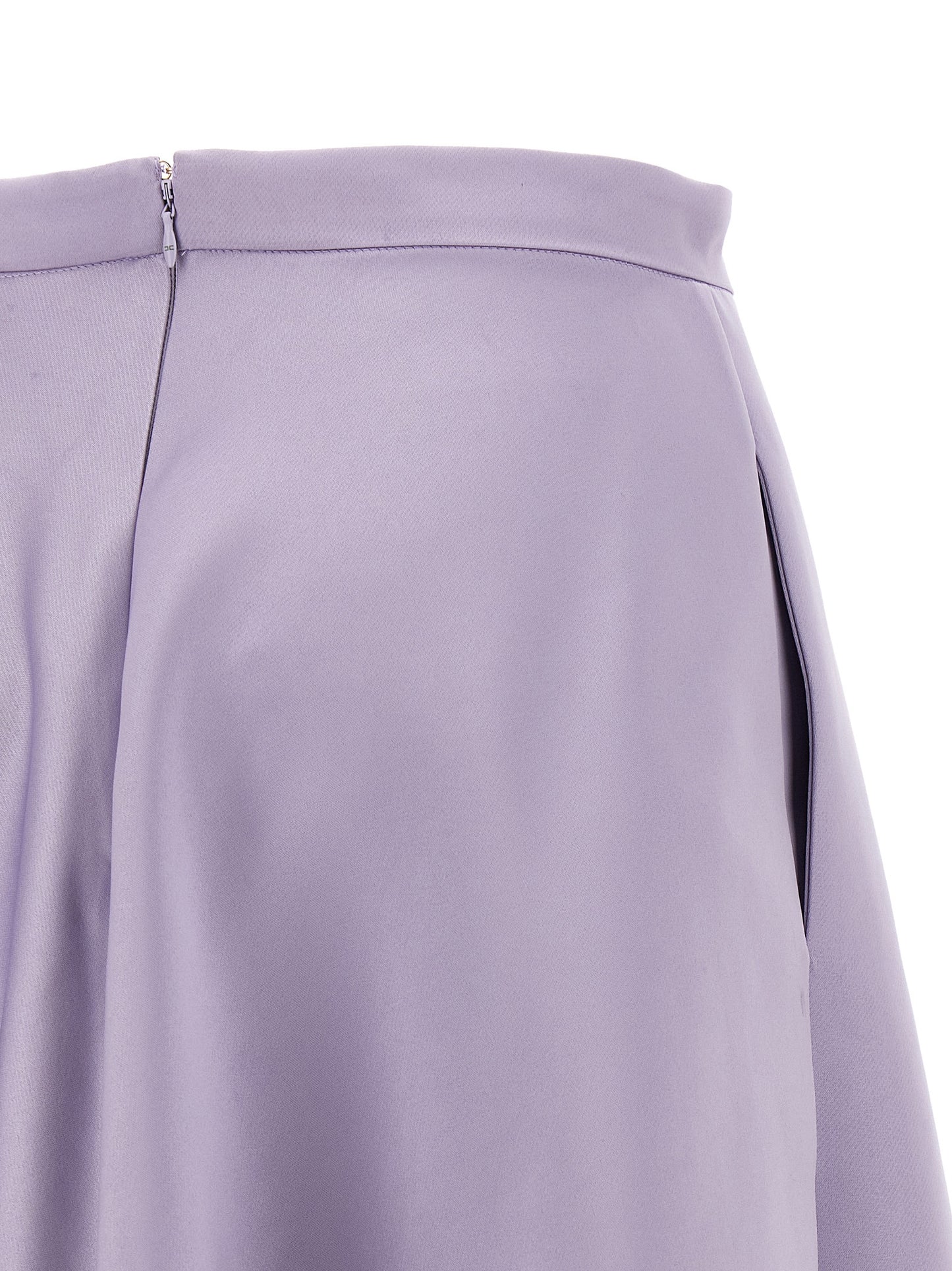 Purple Polyester Midi Skirt
