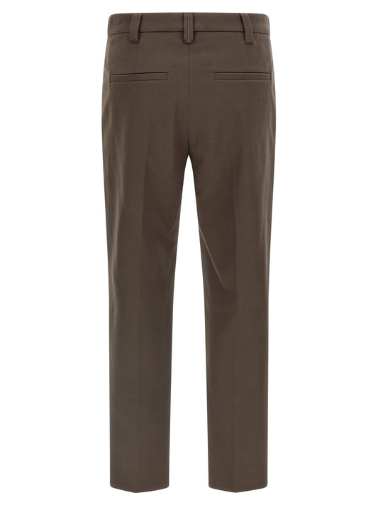 Brown Cotton Casual Pants