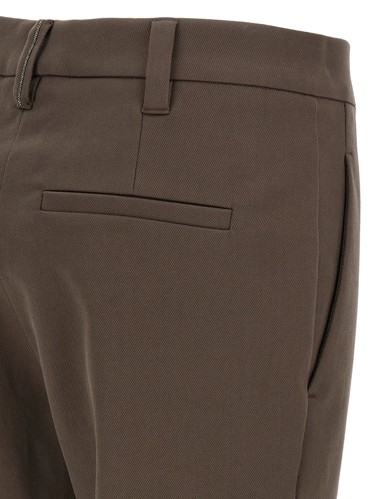 Brown Cotton Casual Pants