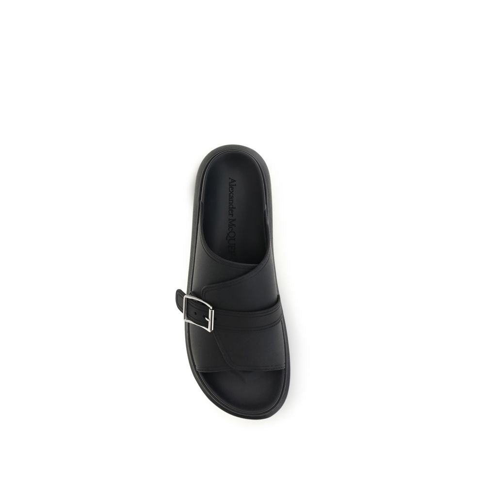 Black Calf Leather Bos Taurus Platform Sandals