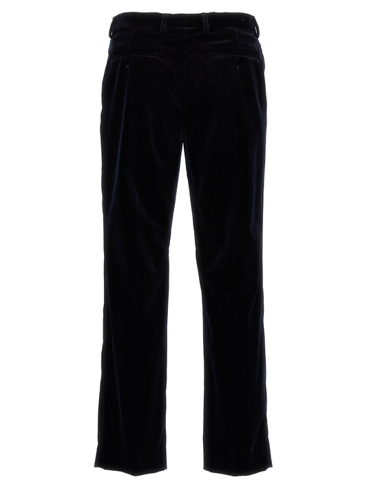 Blue Cotton Casual Pants