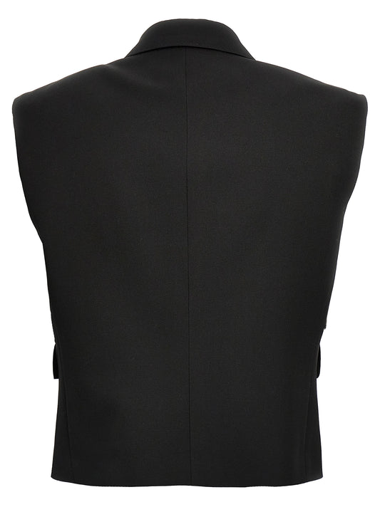 Black Silk Sleeveless Jacket
