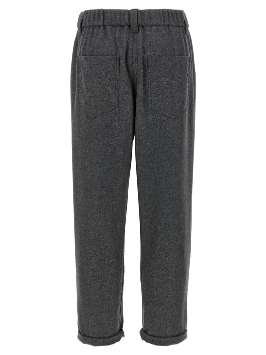 Gray Virgin Wool Casual Pants