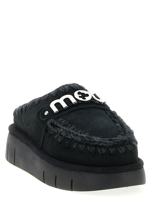 Black Lamb Leather Clogs