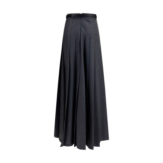 Gray Polyester Long Skirt