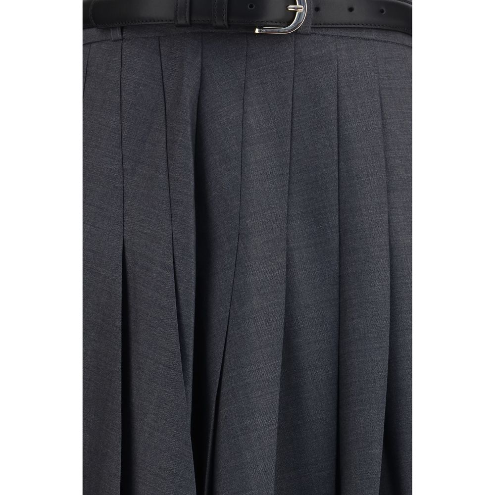 Gray Polyester Long Skirt