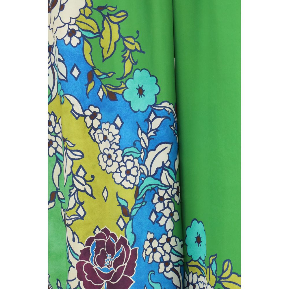 Multicolor Silk Casual Pants