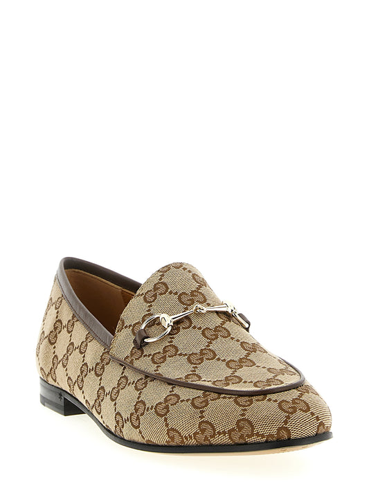 Beige Polyester Slip-On Loafers