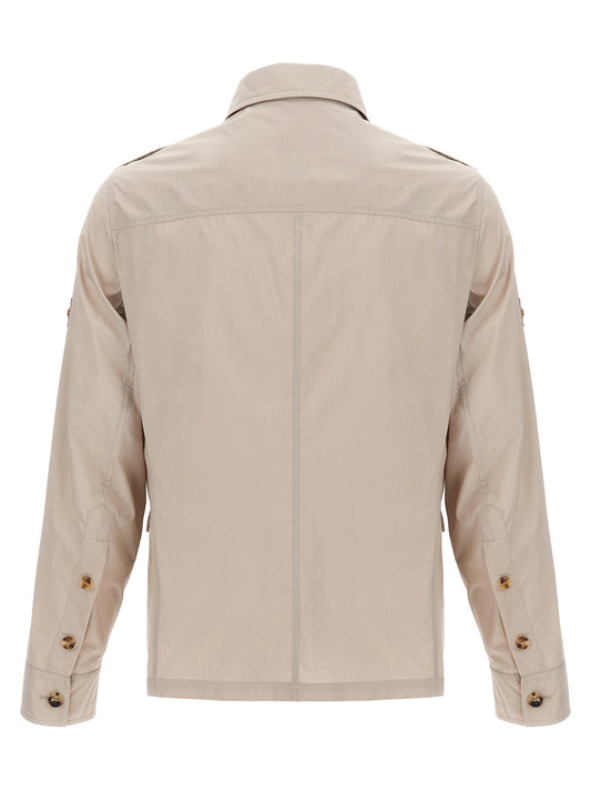 Beige Cotton Full-Length Jacket