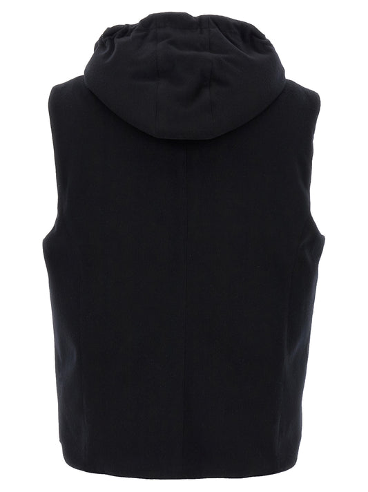 Black Wool Sleeveless Jacket