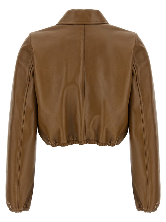 Beige Lamb Leather Leather Jacket