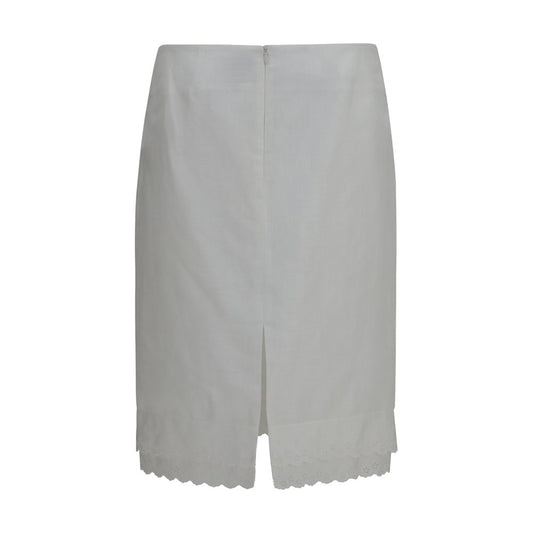 White Cotton Midi Skirt