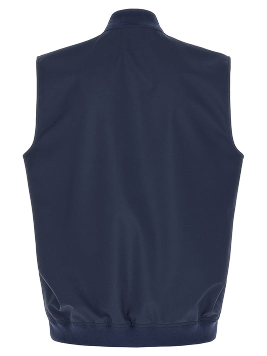Blue Polyester Sleeveless Jacket