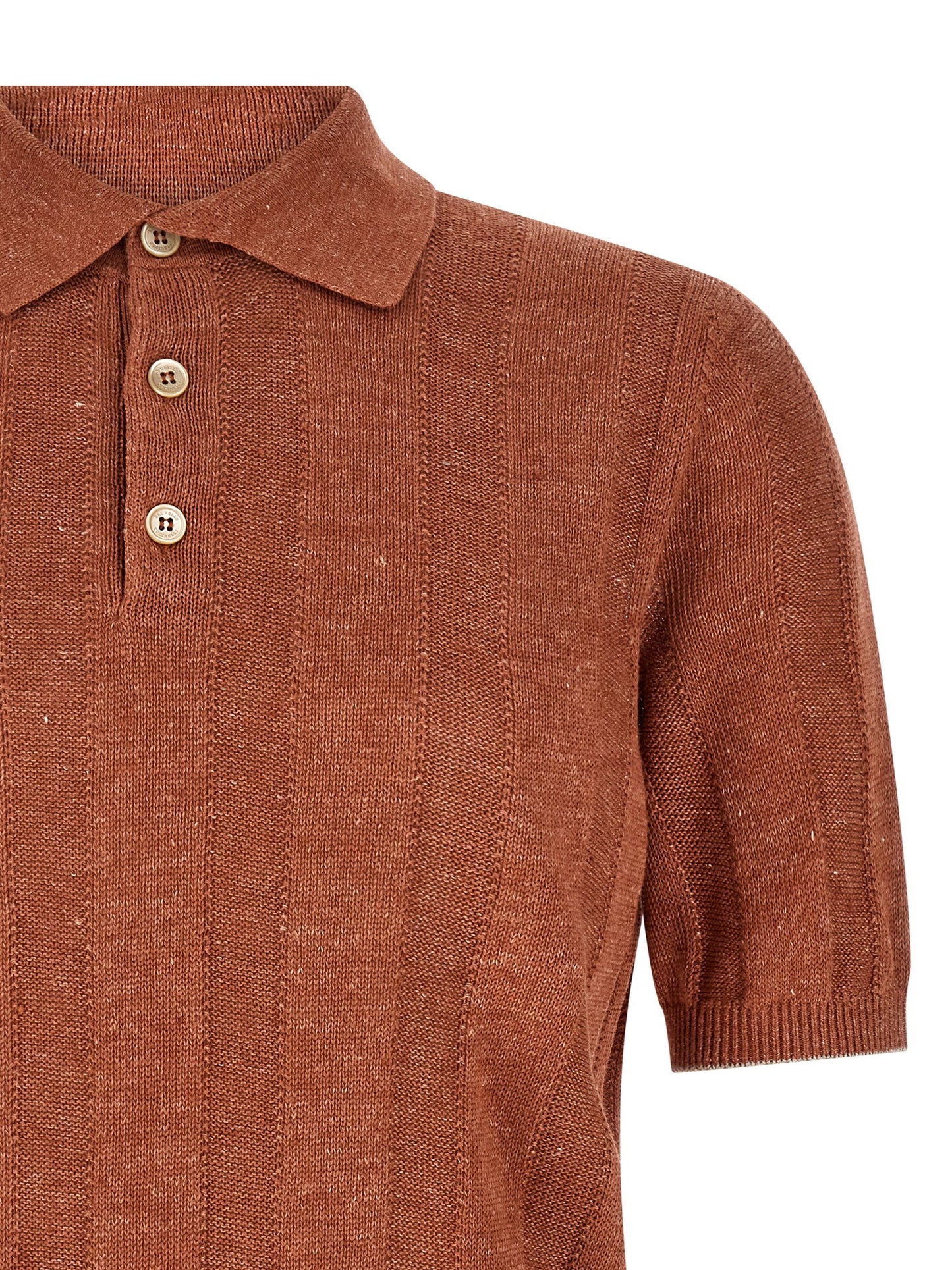 Orange Linen Polo Shirt