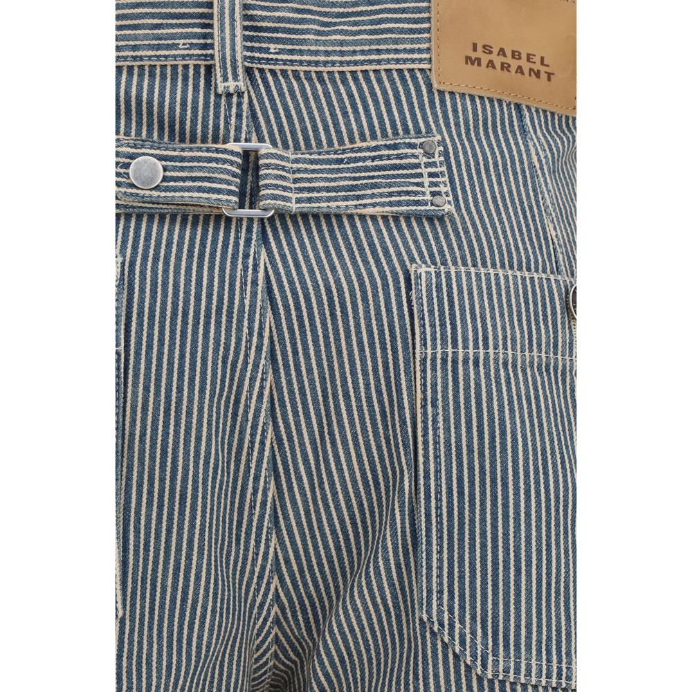 Blue Polyester Casual Pants