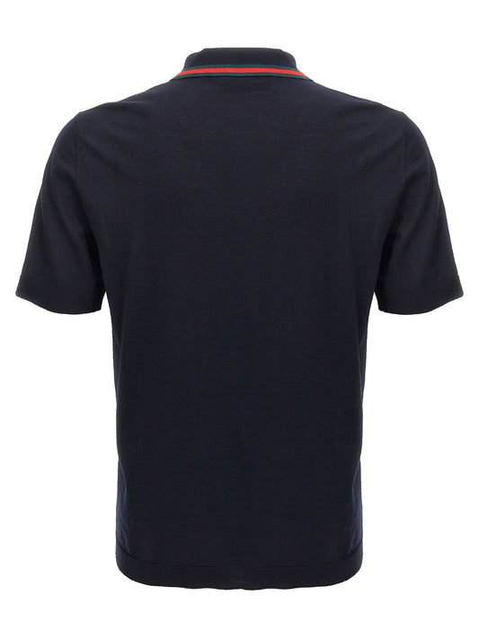 Blue Wool Polo Shirt