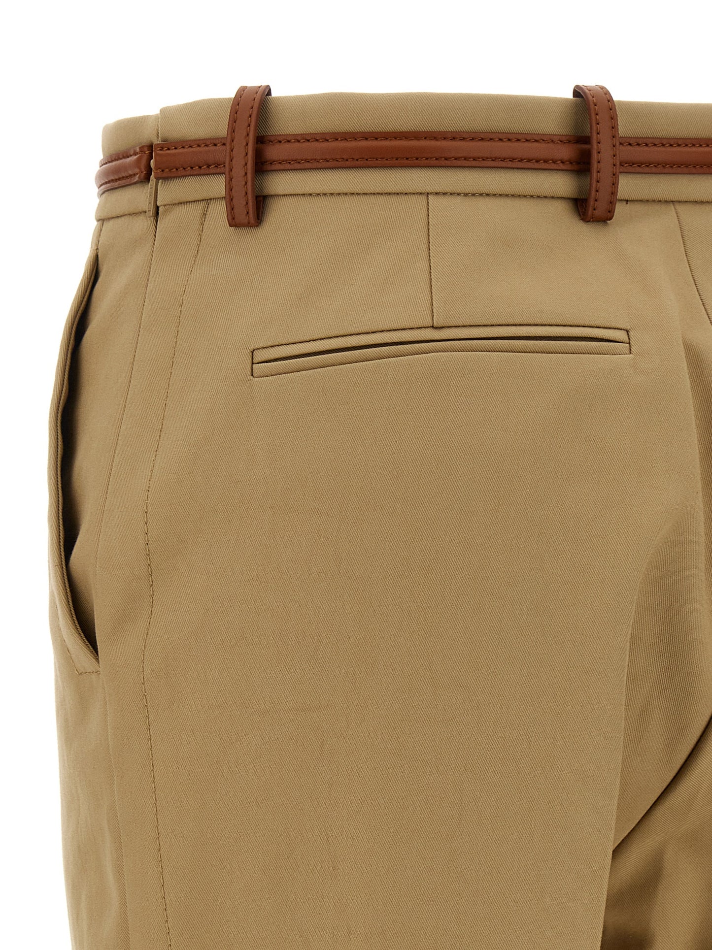 Beige Cotton Casual Pants