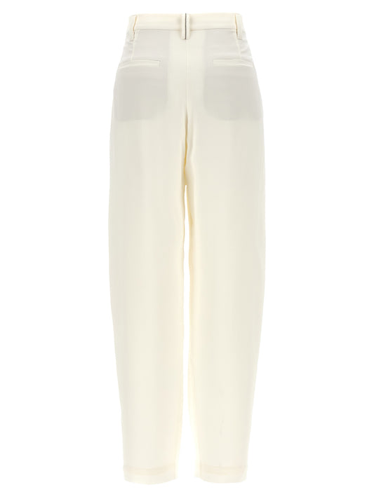 White Silk Casual Pants