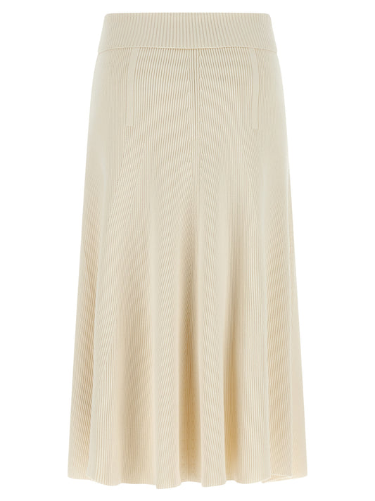Beige Viscose Midi Skirt
