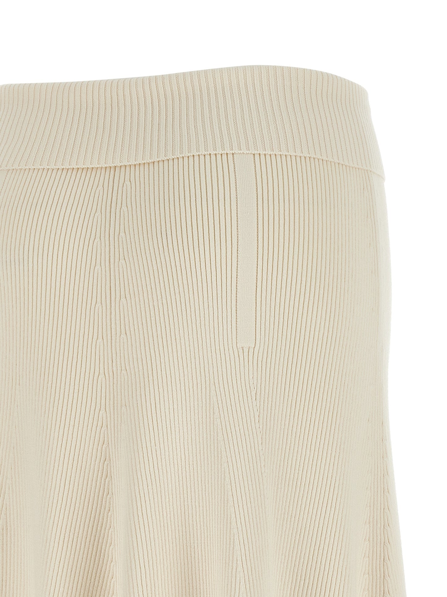 Beige Viscose Midi Skirt