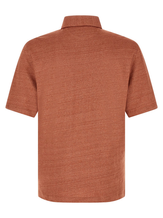 Orange Linen Polo Shirt