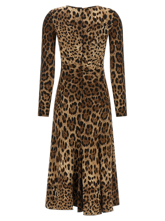 Brown Viscose Midi Dress