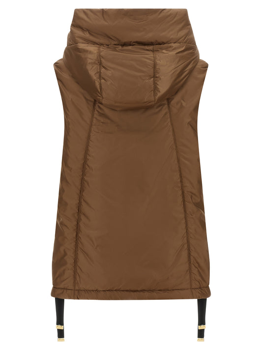 Brown Polyester Sleeveless Jacket