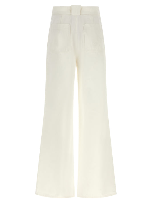 White Cotton Flared Pants