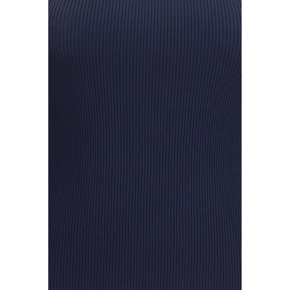 Blue Viscose Sleeveles T-Shirt