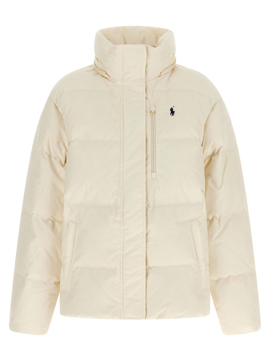 White Polyester Full-Length Jacket