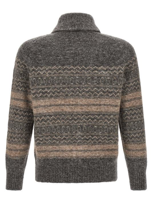 Gray Alpaca Leather Cardigan