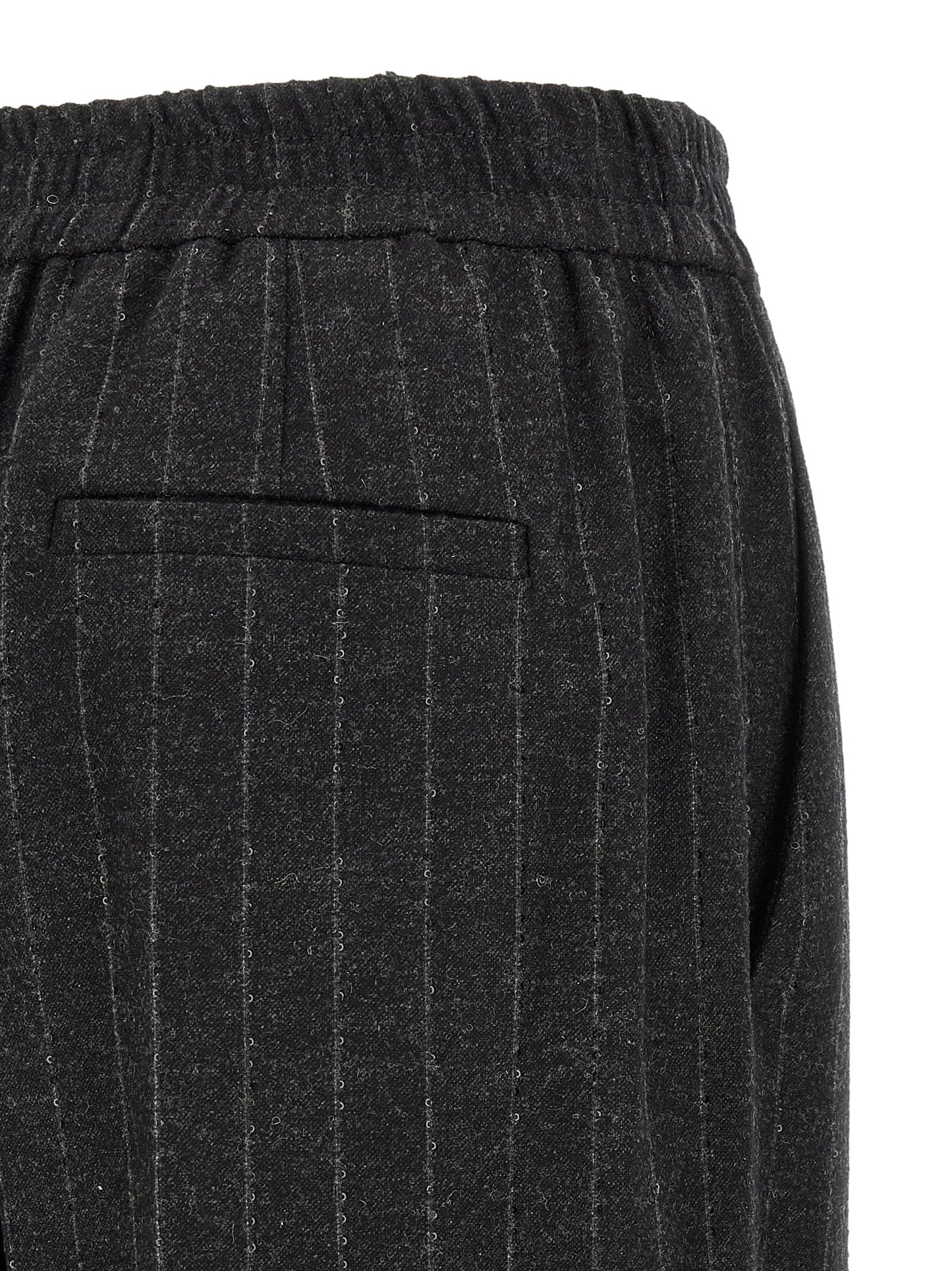 Gray Virgin Wool Casual Pants