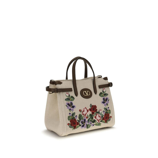 Beige Linen Shoulder Bag
