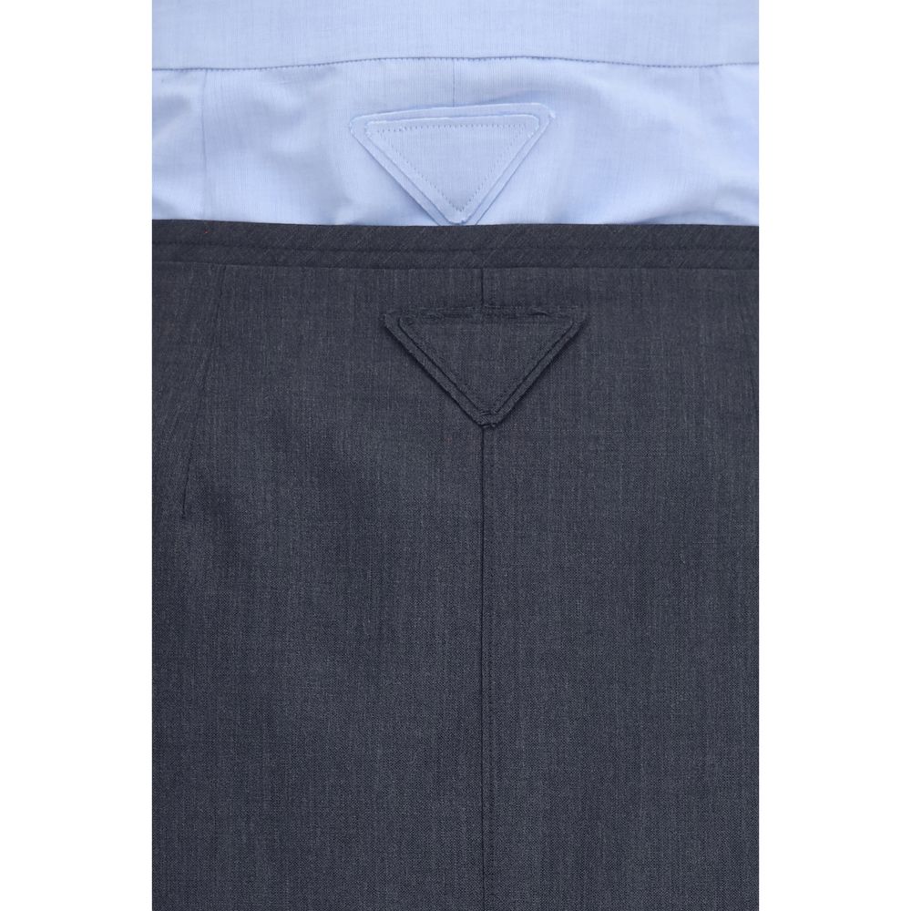 Gray Cotton Midi Skirt