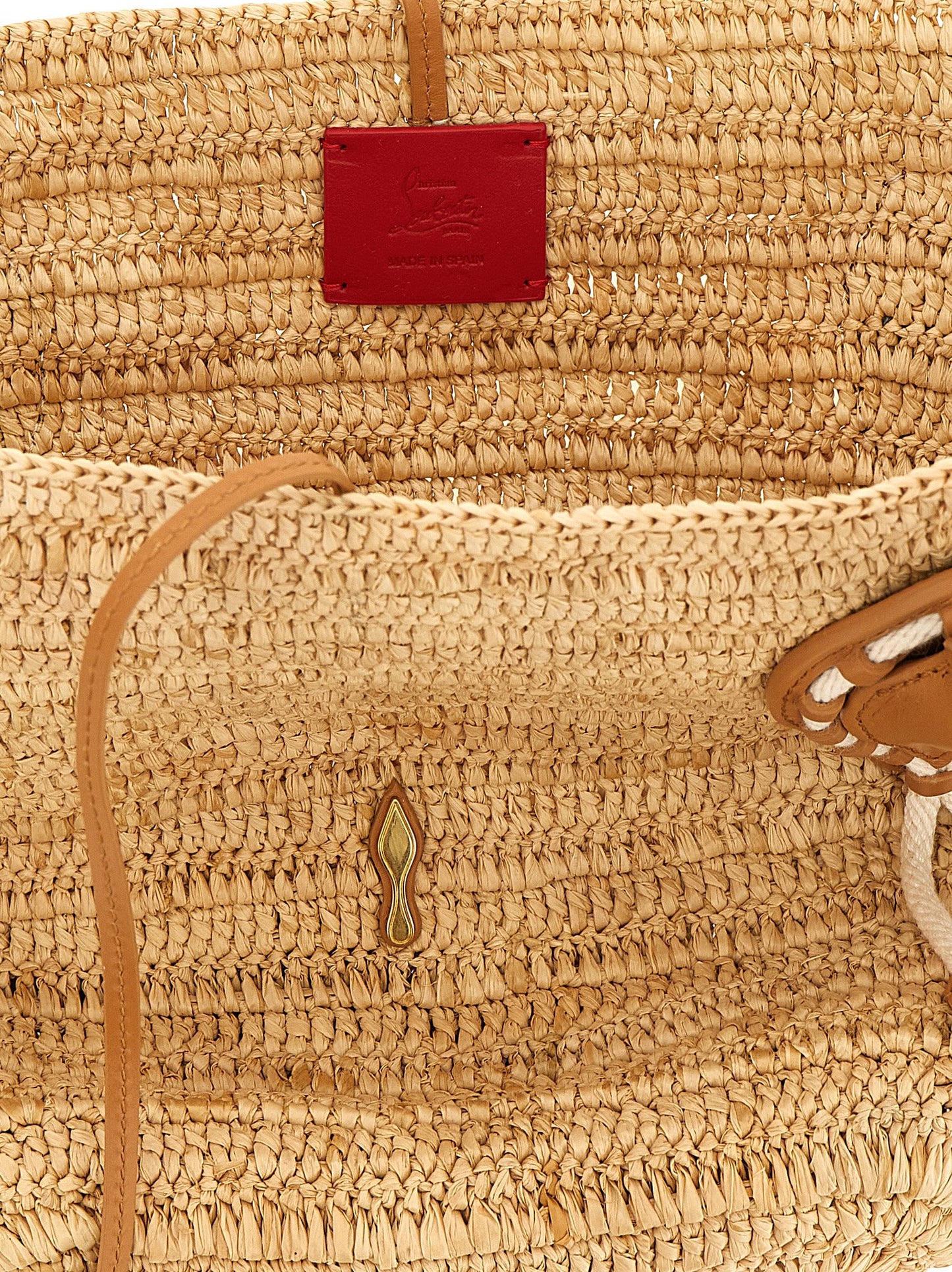 Beige Raffia Tote Bag