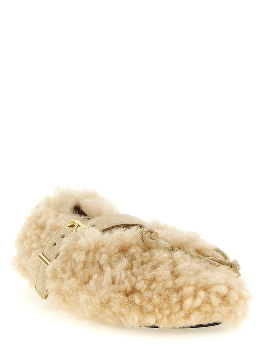 Beige Lambskin Ballet Flats