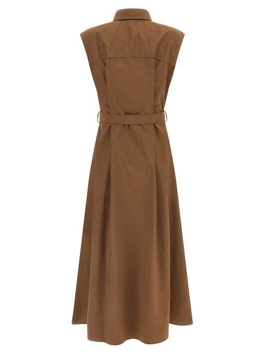 Brown Cotton Midi Dress