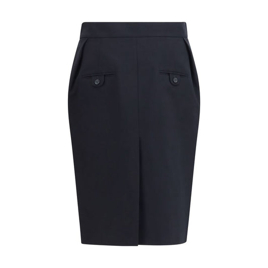 Black Cotton Midi Skirt