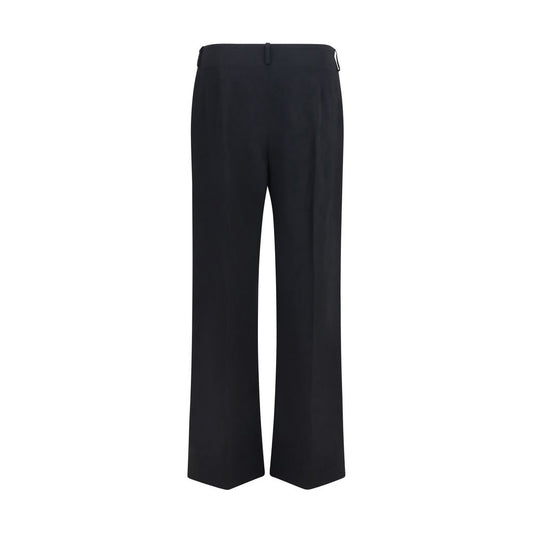 Black Polyester Casual Pants